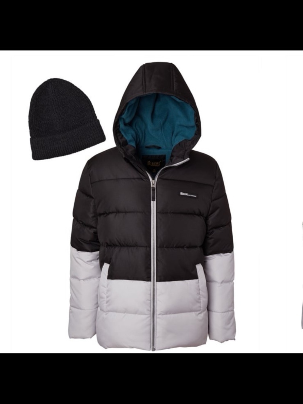 Ixtreme Boys' Colorblocked Ripstop Puffer Jacket with Beanie sizeXL boys